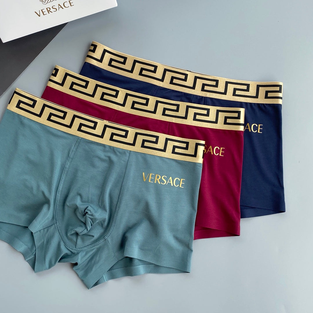Versace Greek-Key Details Men's Boxer Briefs - 3-Piece Box