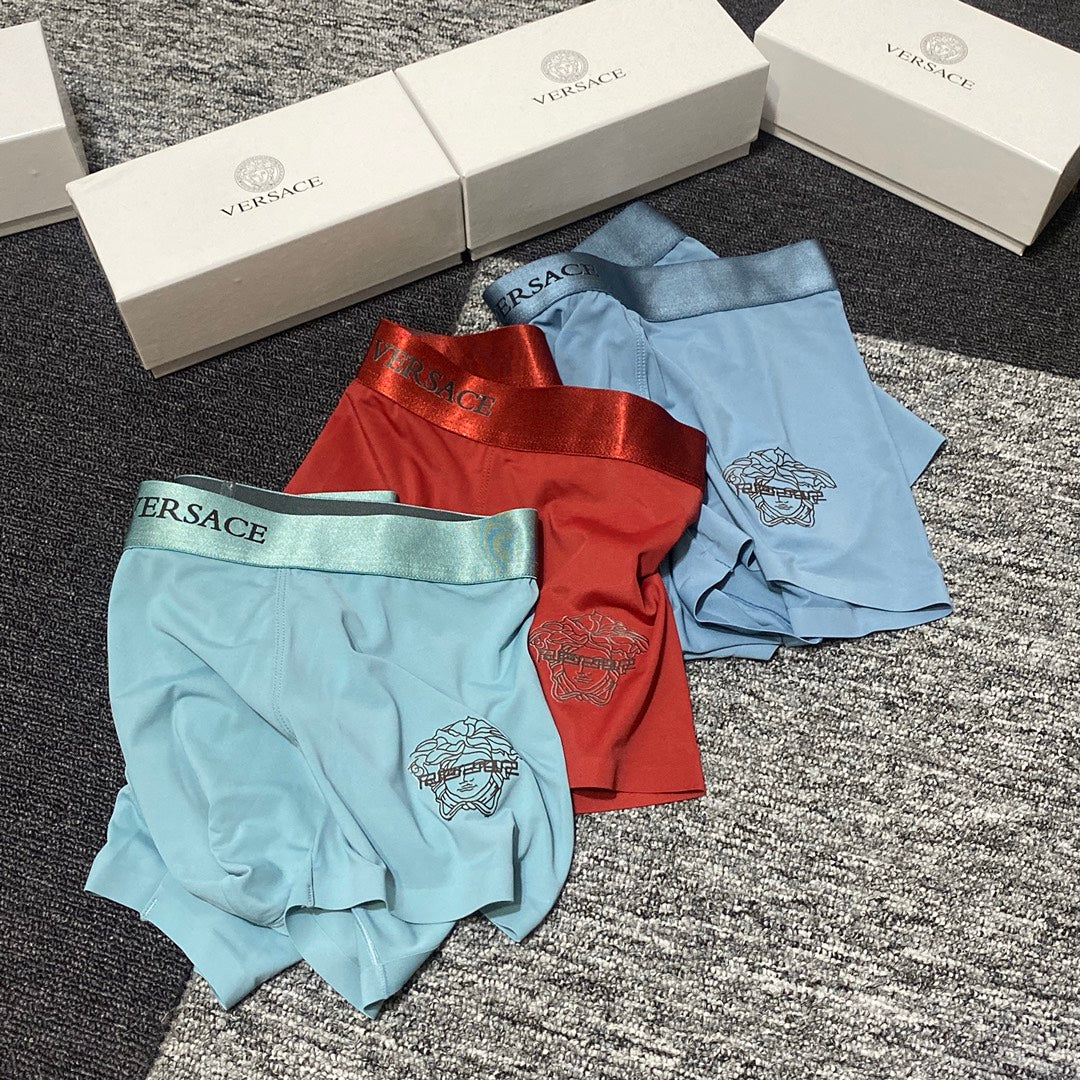 Versace Visible Branded Waistband Or Emblem Details Men's Boxer Briefs - 3-Piece Box
