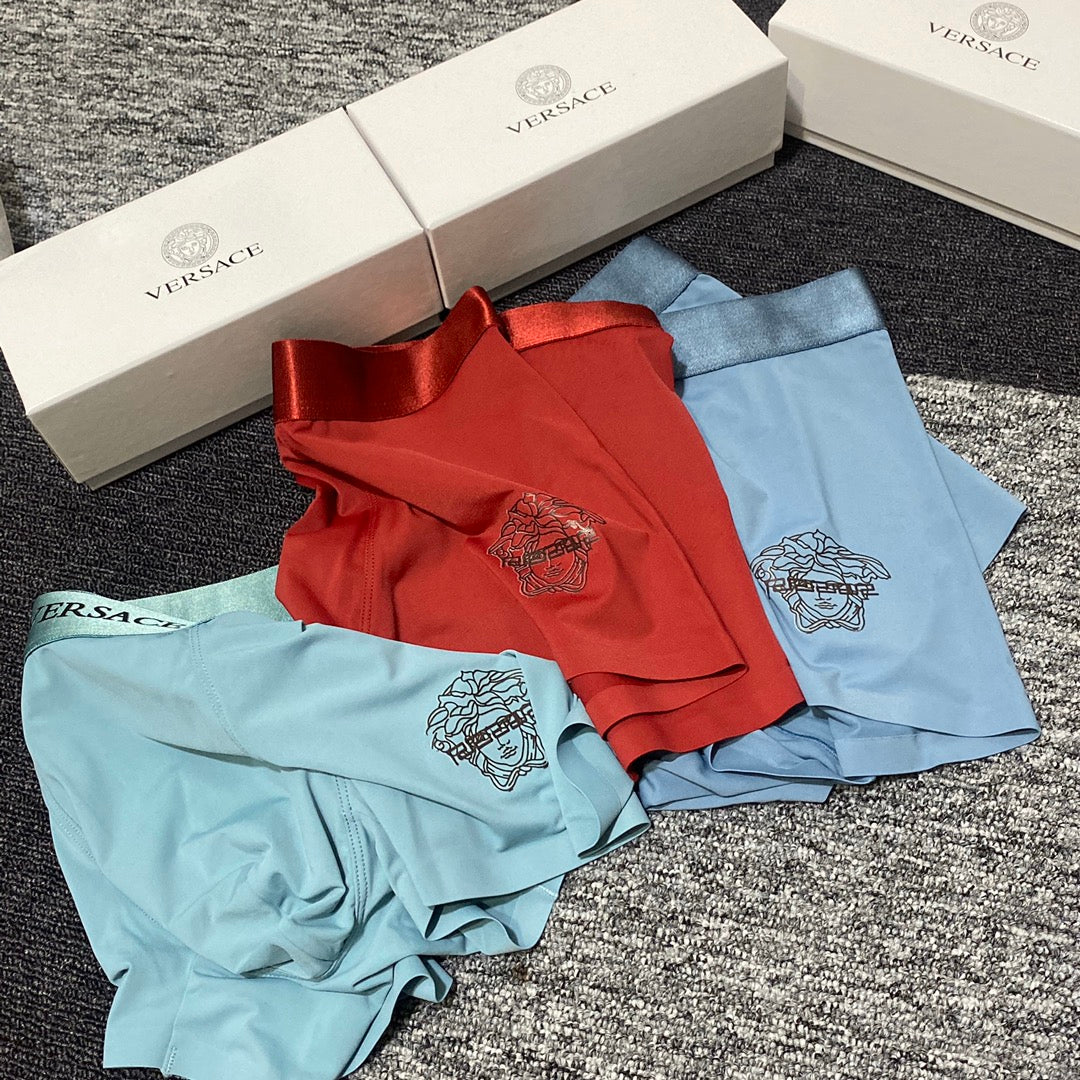 Versace Visible Branded Waistband Or Emblem Details Men's Boxer Briefs - 3-Piece Box