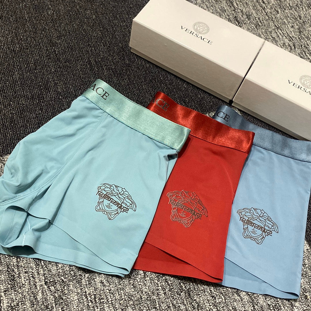 Versace Visible Branded Waistband Or Emblem Details Men's Boxer Briefs - 3-Piece Box