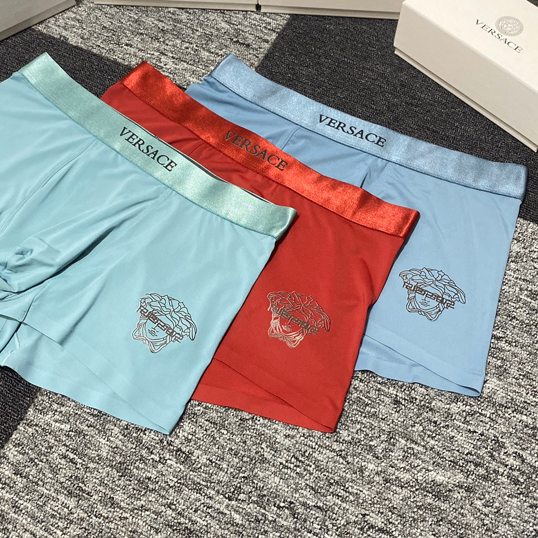 Versace Visible Branded Waistband Or Emblem Details Men's Boxer Briefs - 3-Piece Box
