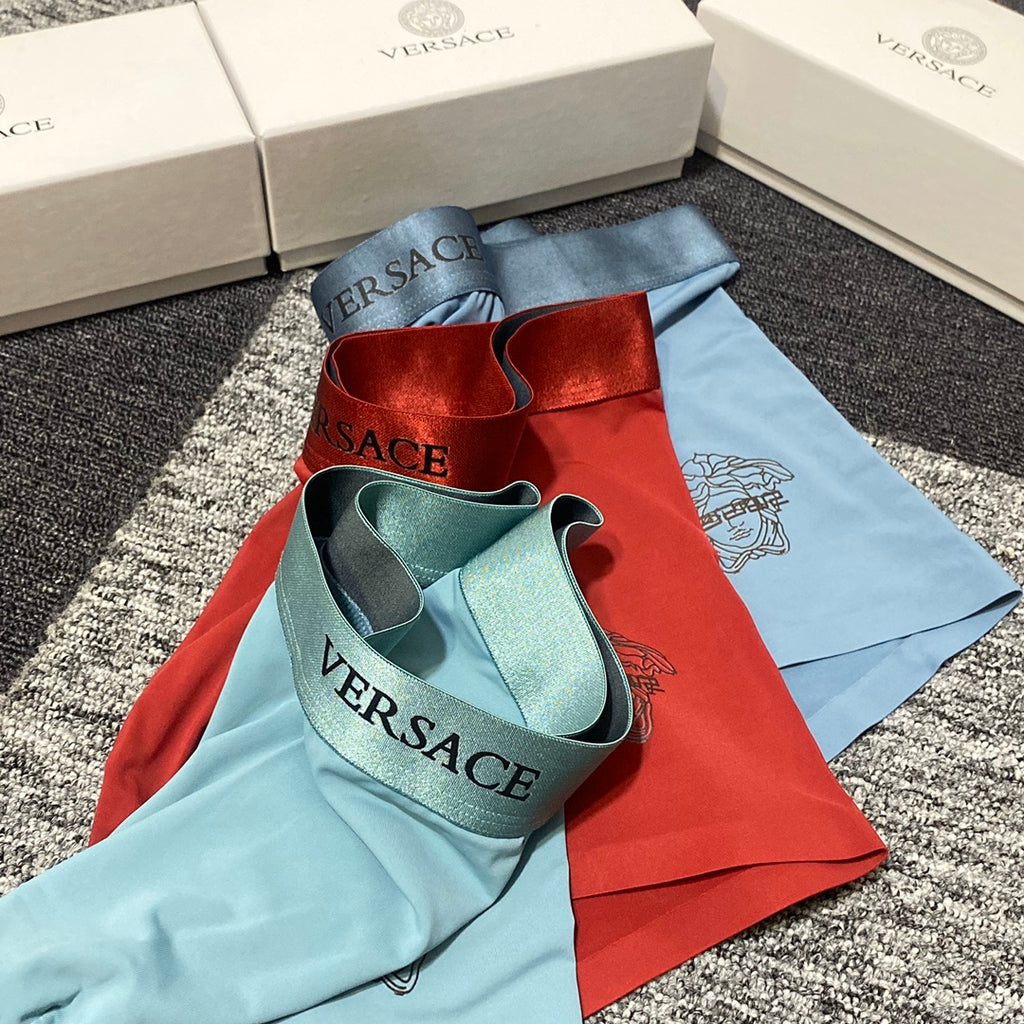 Versace Visible Branded Waistband Or Emblem Details Men's Boxer Briefs - 3-Piece Box
