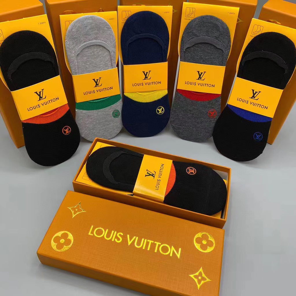 Louis Vuitton Visible Colour, Cuff And Emblem Details No-Show Socks - 5-Pair Set