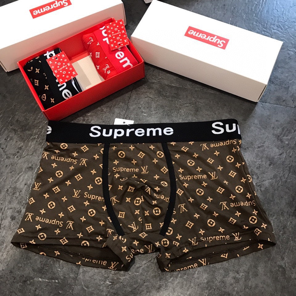 Louis Vuitton x Supreme Modal-cotton blend Visible Colour, Waistband And Emblem Details Men's Boxer Briefs - 3-Piece Box