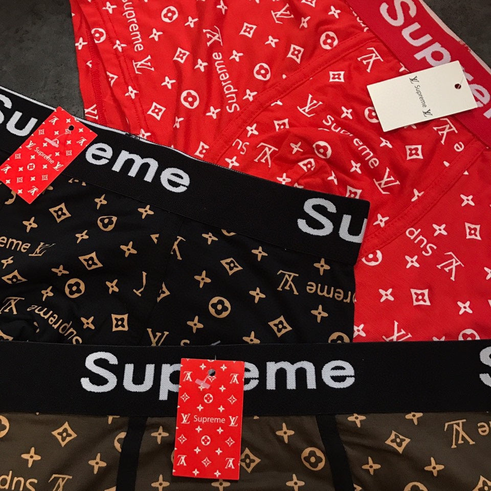 Louis Vuitton x Supreme Modal-cotton blend Visible Waistband, Colour And Emblem Details Men's Boxer Briefs - 3-Piece Box
