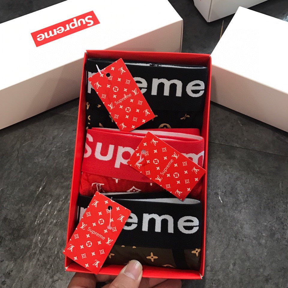 Louis Vuitton x Supreme All-Over Monogram-Style Graphics Men's Boxer Briefs - 3-Piece Box