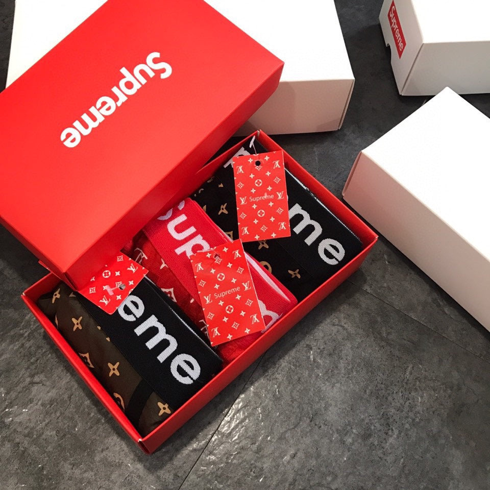 Louis Vuitton x Supreme All-Over Monogram-Style Graphics Men's Boxer Briefs - 3-Piece Box