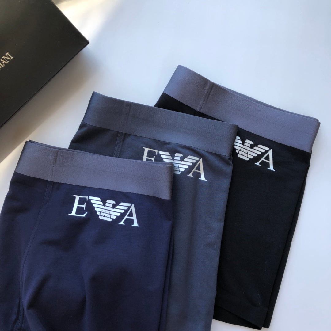 Armani Contrast Waistbands Men's Boxer Briefs - 3-Piece Box