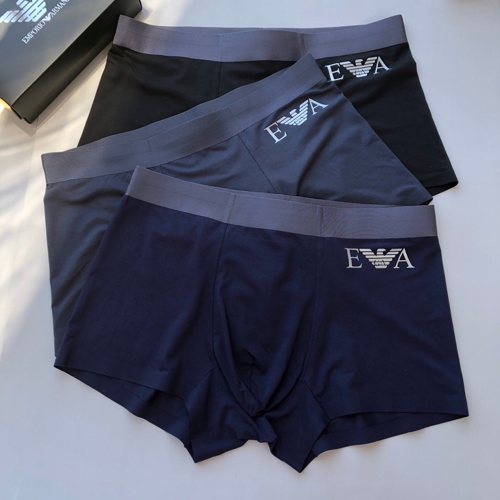 Armani Contrast Waistbands Men's Boxer Briefs - 3-Piece Box