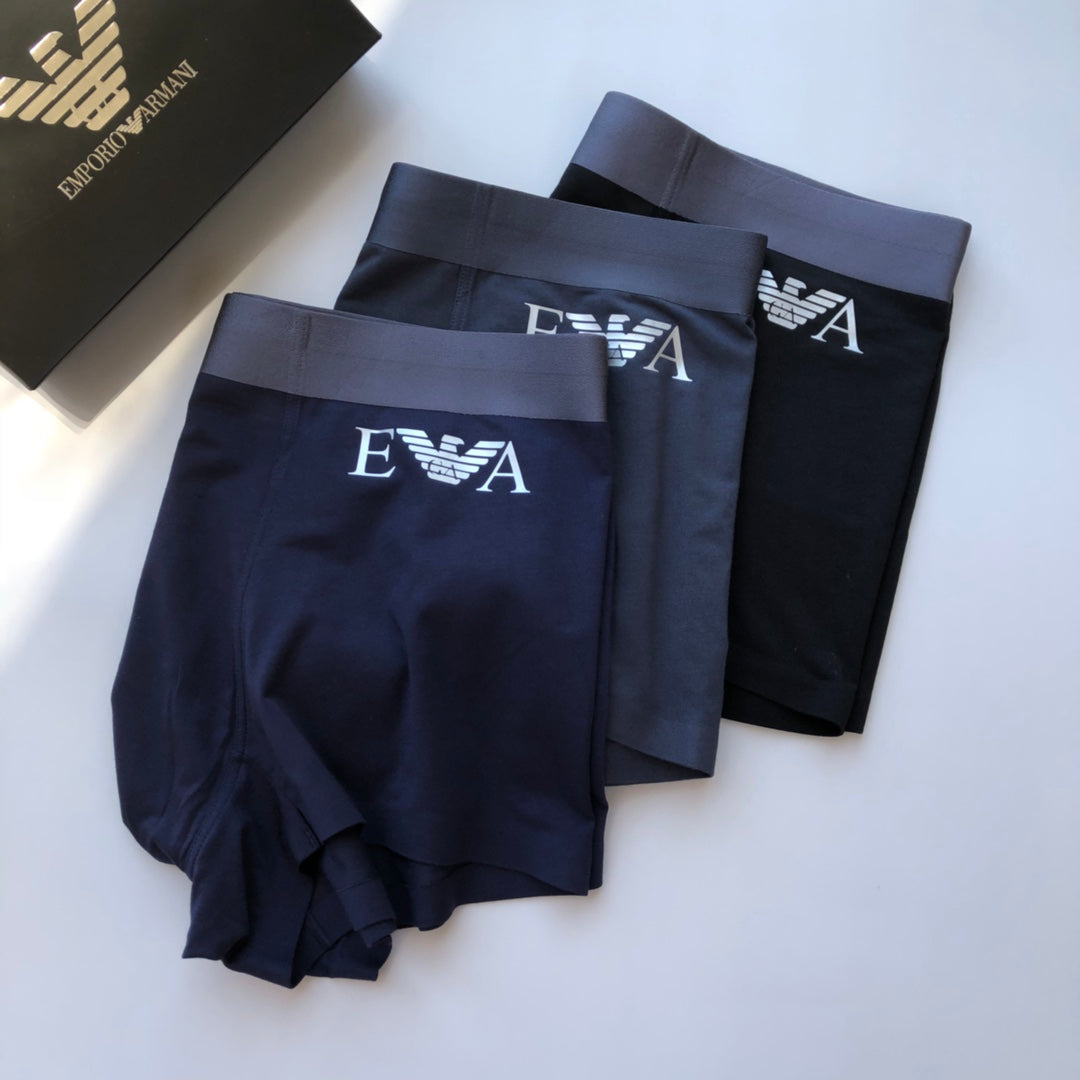 Armani Contrast Waistbands Men's Boxer Briefs - 3-Piece Box