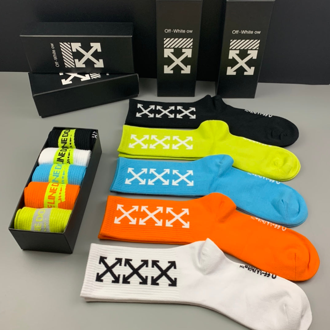 Off-White Cotton Crew Socks
