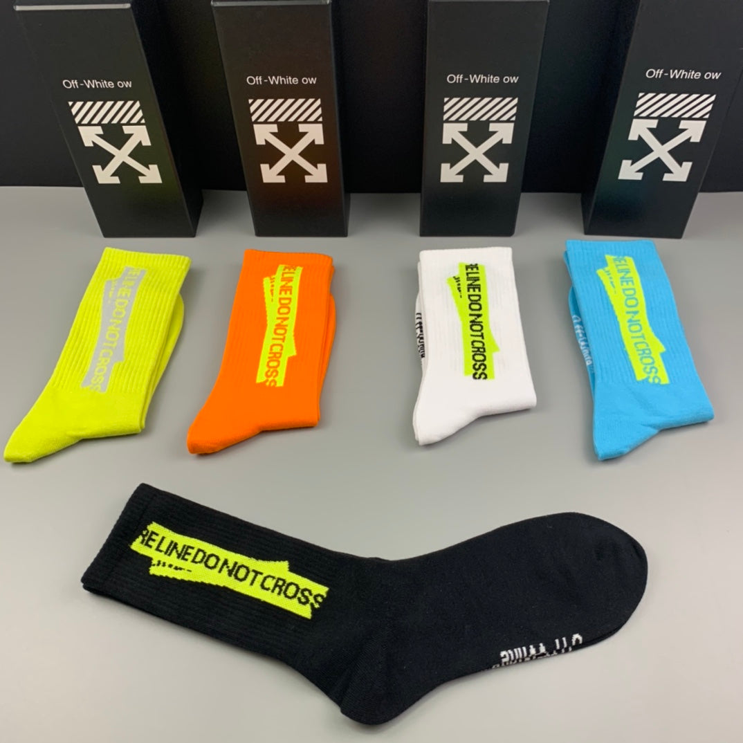 Off-White Cotton Crew Socks