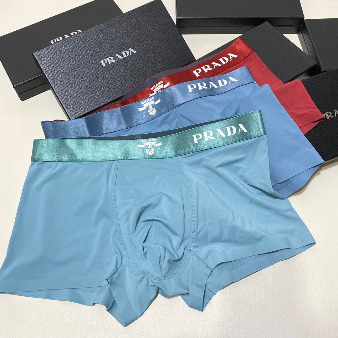 Prada Striped Waistband Men's Trunk Underwear - 3-Piece Box