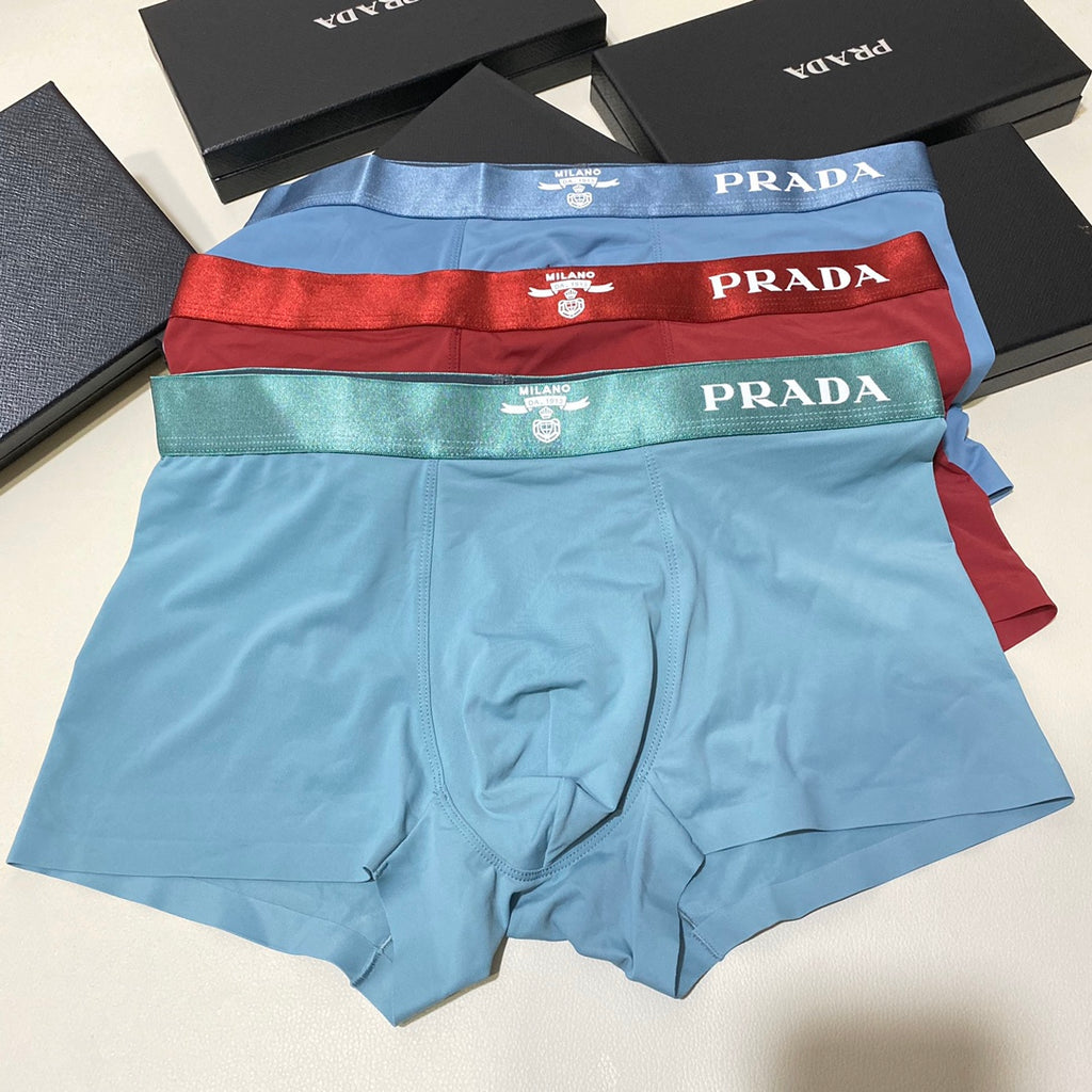 Prada Striped Waistband Men's Trunk Underwear - 3-Piece Box