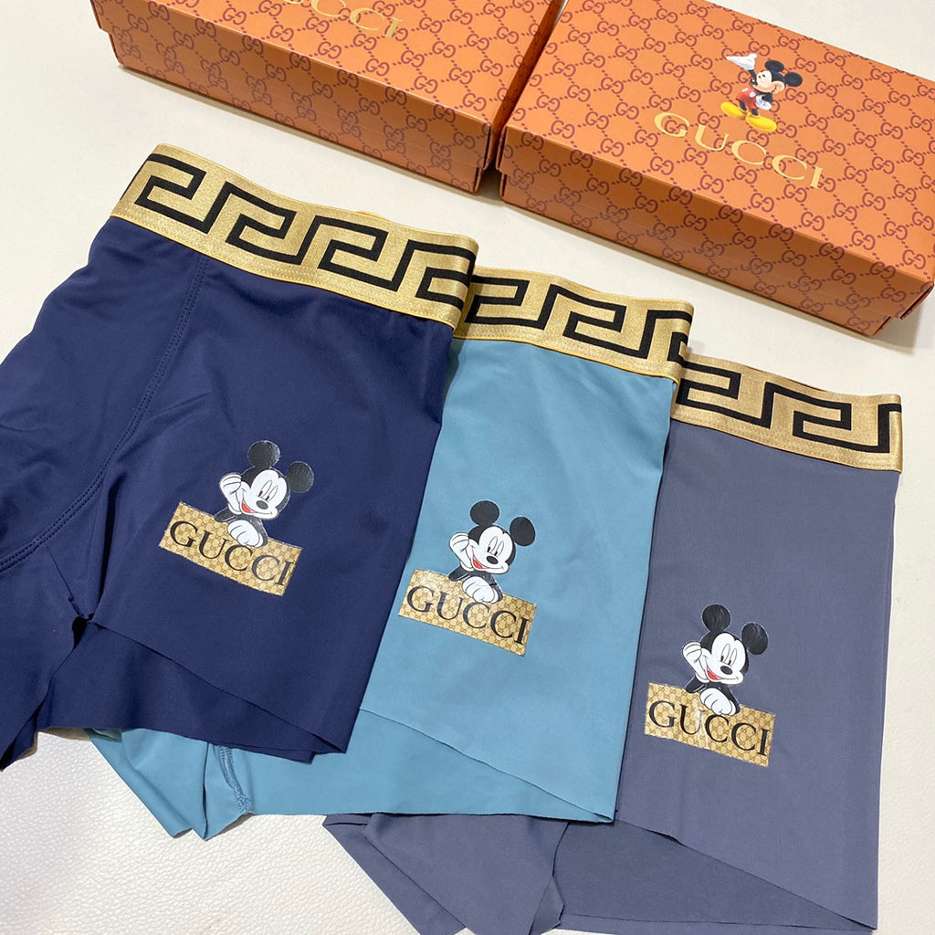 Gucci Visible Colour, Waistband And Emblem Details Men's Boxer Briefs - 3-Piece Box