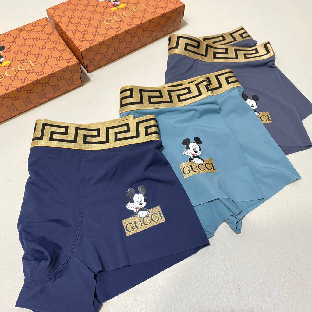 Gucci Visible Colour, Waistband And Emblem Details Men's Boxer Briefs - 3-Piece Box