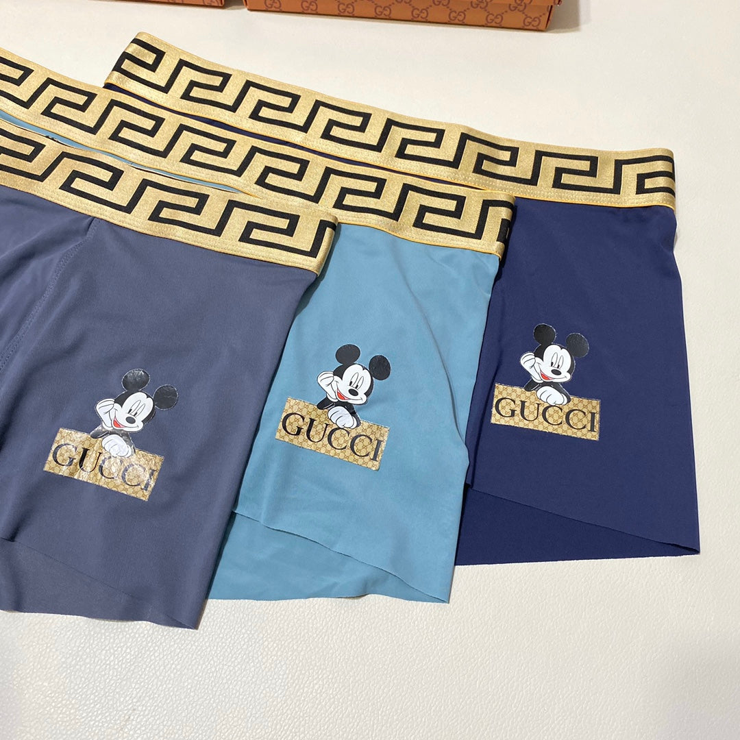 Gucci Visible Colour, Waistband And Emblem Details Men's Boxer Briefs - 3-Piece Box