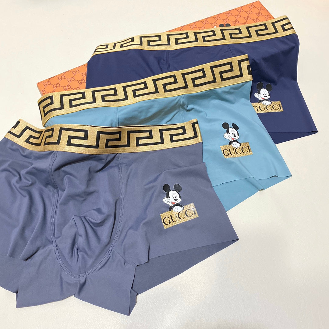 Gucci Visible Colour, Waistband And Emblem Details Men's Boxer Briefs - 3-Piece Box
