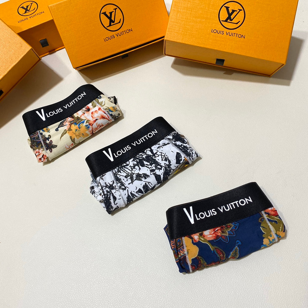 Louis Vuitton Floral And All-Over Art Prints Men's Boxer Briefs - 3-Piece Box