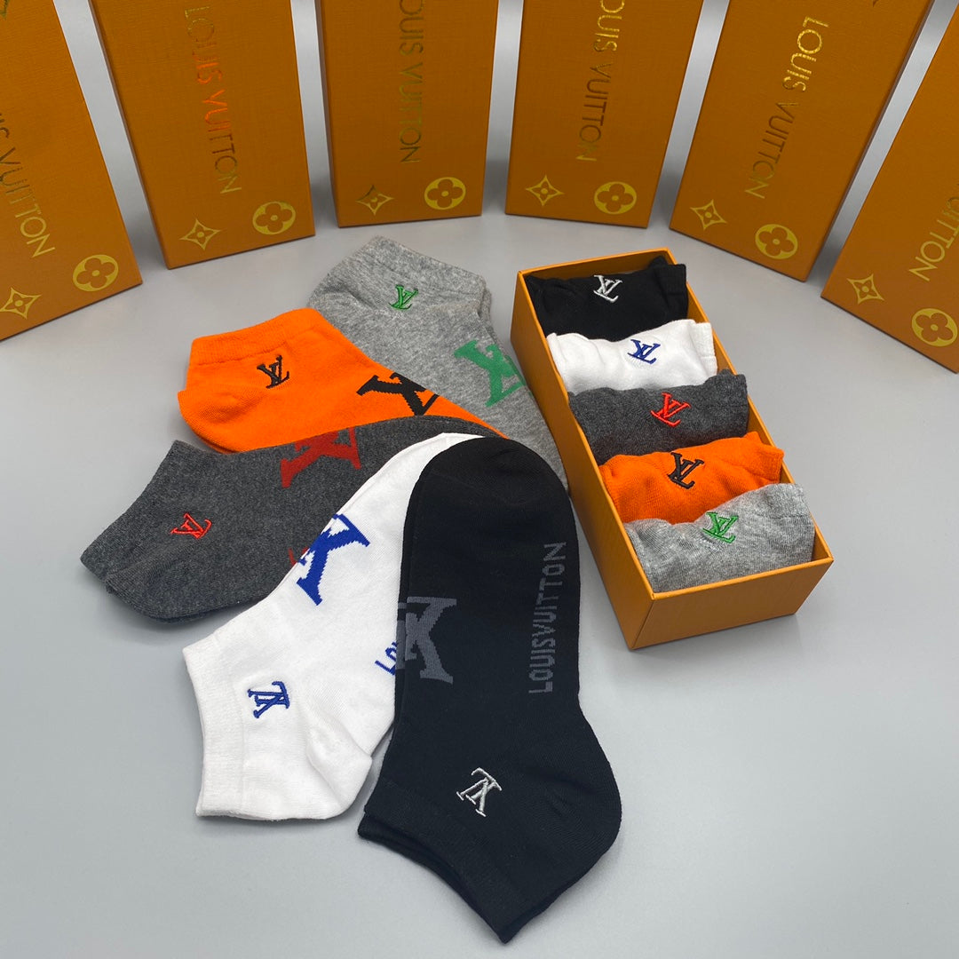 Louis Vuitton Mixed Initial Details No-Show Socks - 5-Pair Set