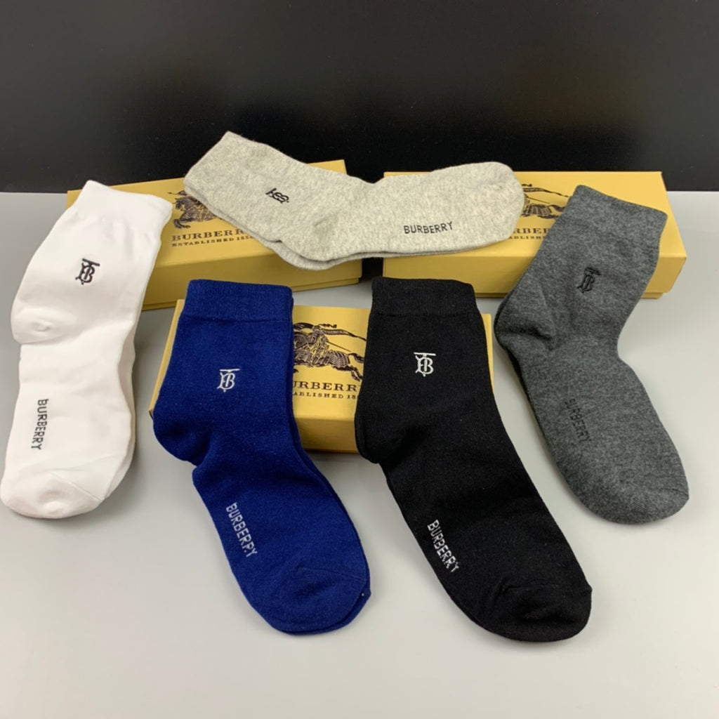 Burberry Cotton Crew Socks - 5-Pair Pack