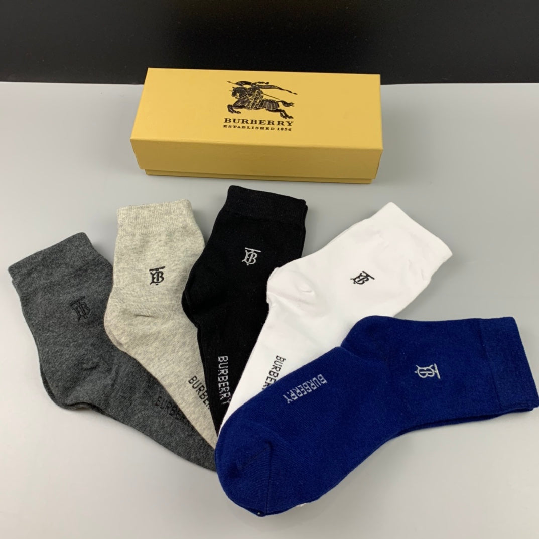 Burberry Cotton Crew Socks - 5-Pair Pack