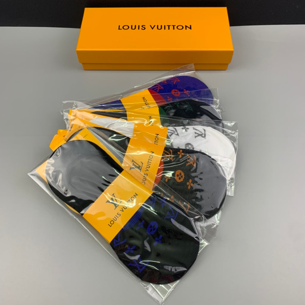 Louis Vuitton Cotton Visible Colour, Cuff And Emblem Details No-Show Socks - 5-Pair Set