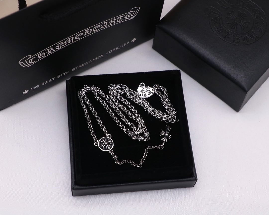 Signature Emblem Pendant Necklace in Polished Metal-Tone – Design 019 front product view
