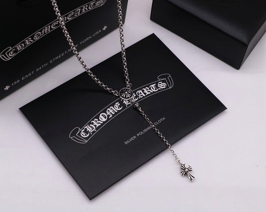 Gothic Emblem Pendant Necklace in Antique Silver-Tone – Design 02 main product view