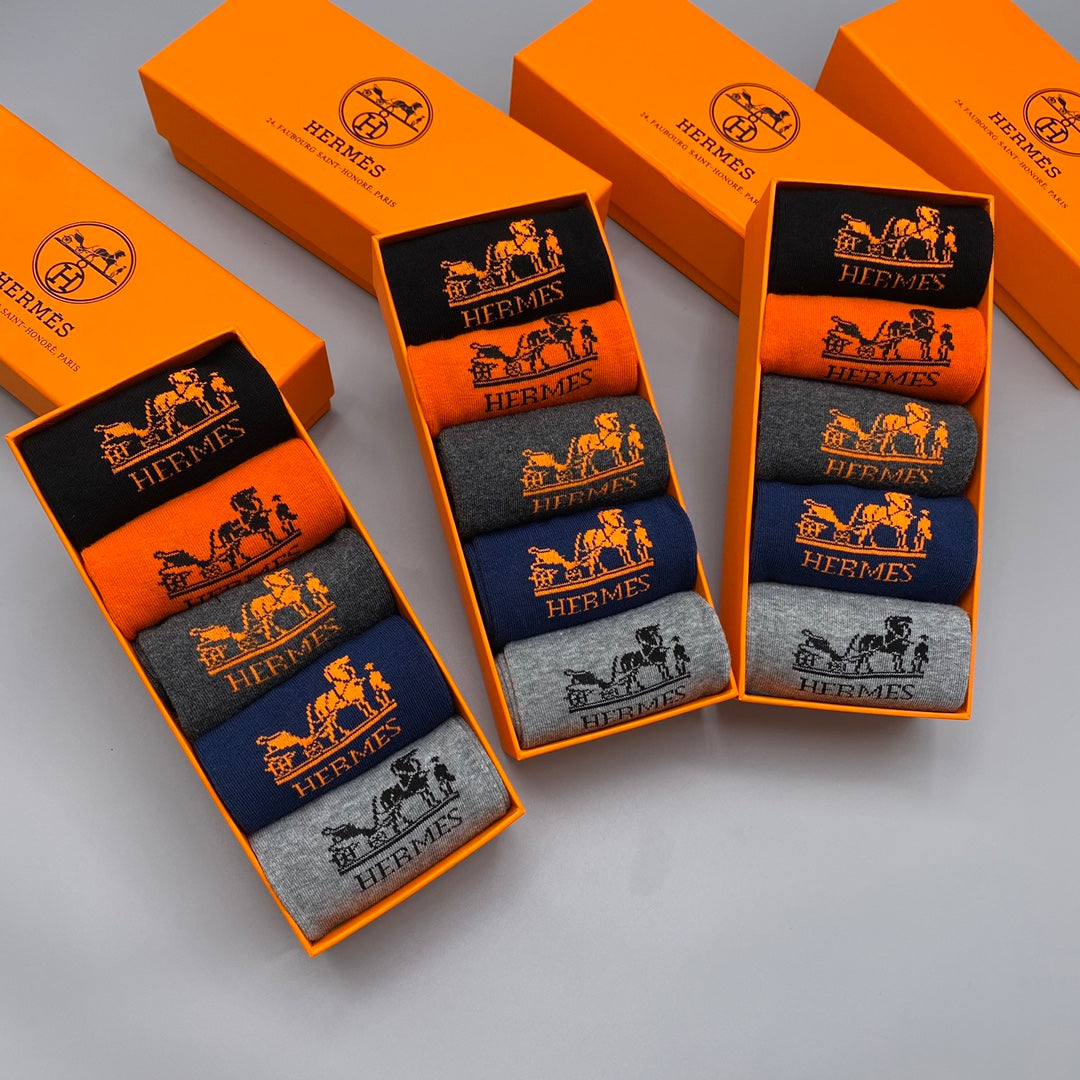 Hermes Crew Socks - 5-Pair Pack