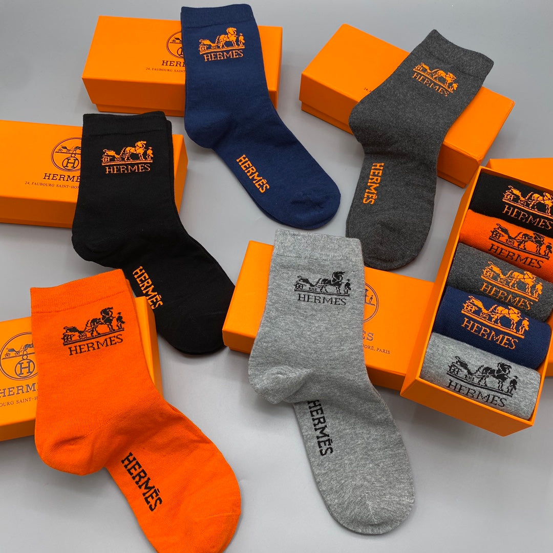 Hermes Crew Socks - 5-Pair Pack