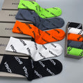 Balenciaga Crew Socks - Black, White, Orange, Green and Grey 5-Pair Box