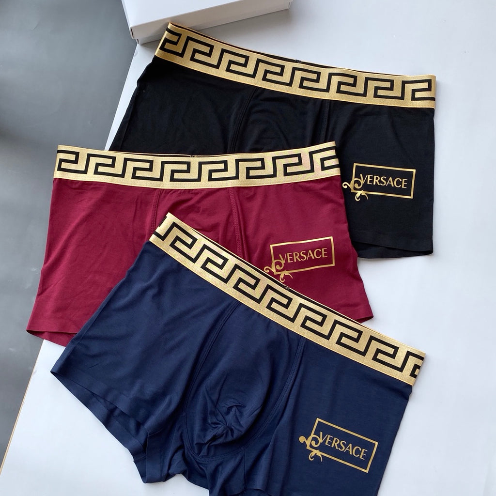 Versace Greek-Key Waistbands Men's Boxer Briefs - 3-Piece Box