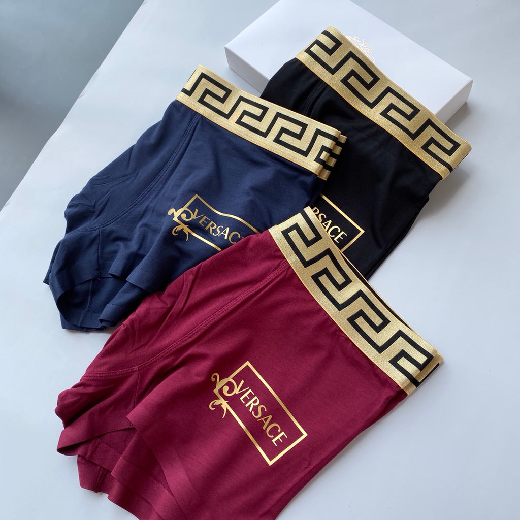 Versace Greek-Key Waistbands Men's Boxer Briefs - 3-Piece Box