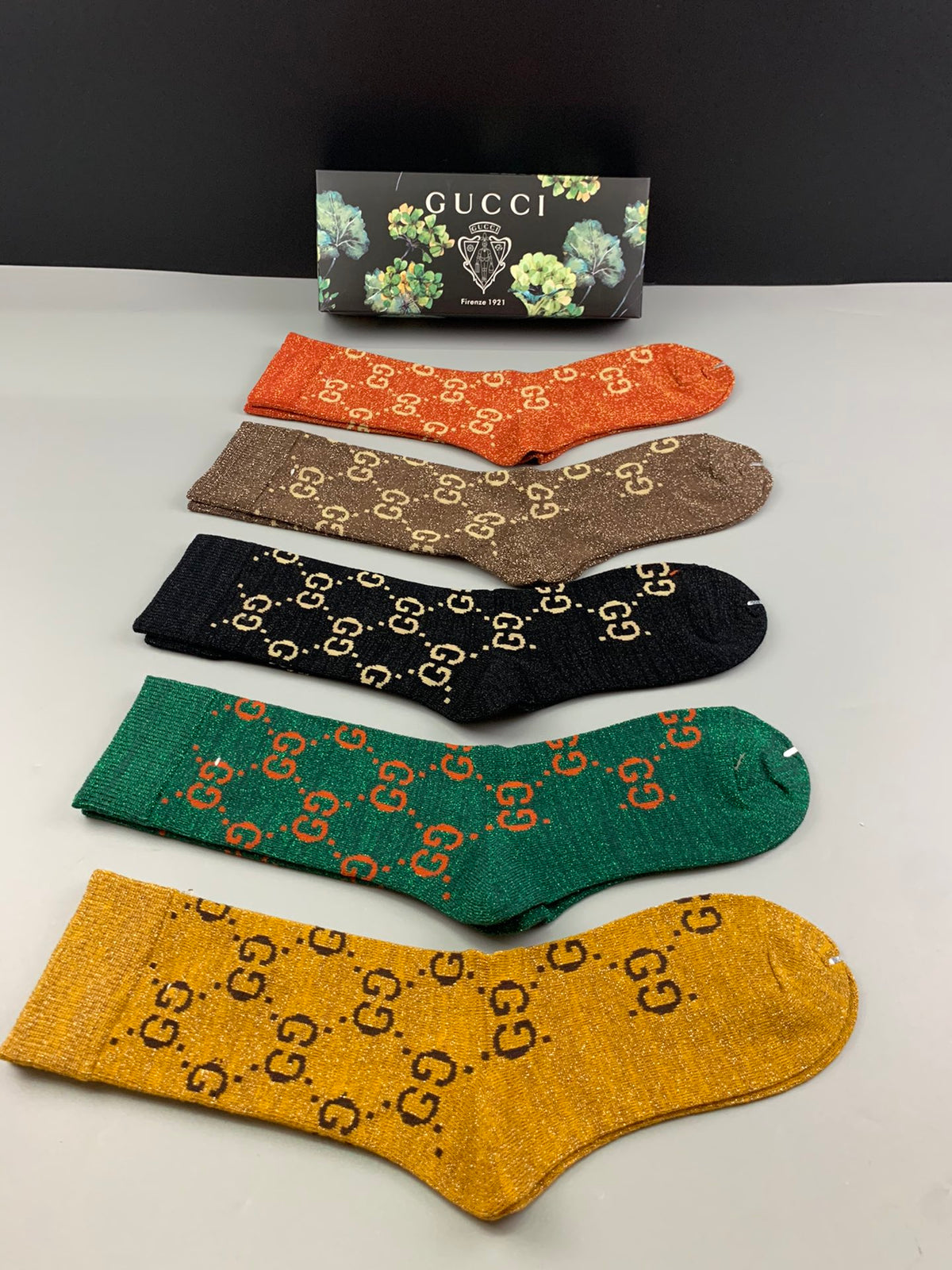 Gucci Repeating Linked Motifs Crew Socks - 5-Pair Set