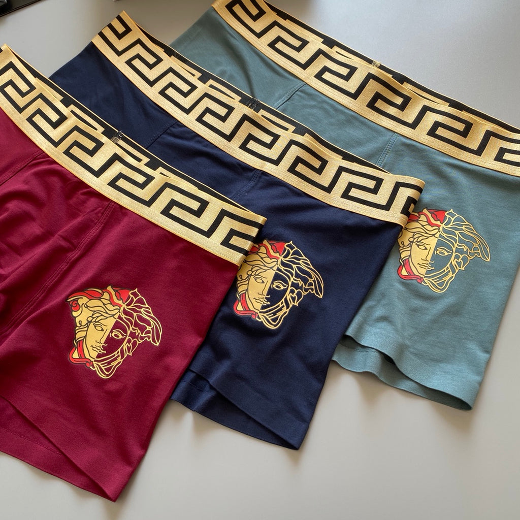 Versace Greek-Key And Medallion Details Men's Boxer Briefs - 3-Piece Box