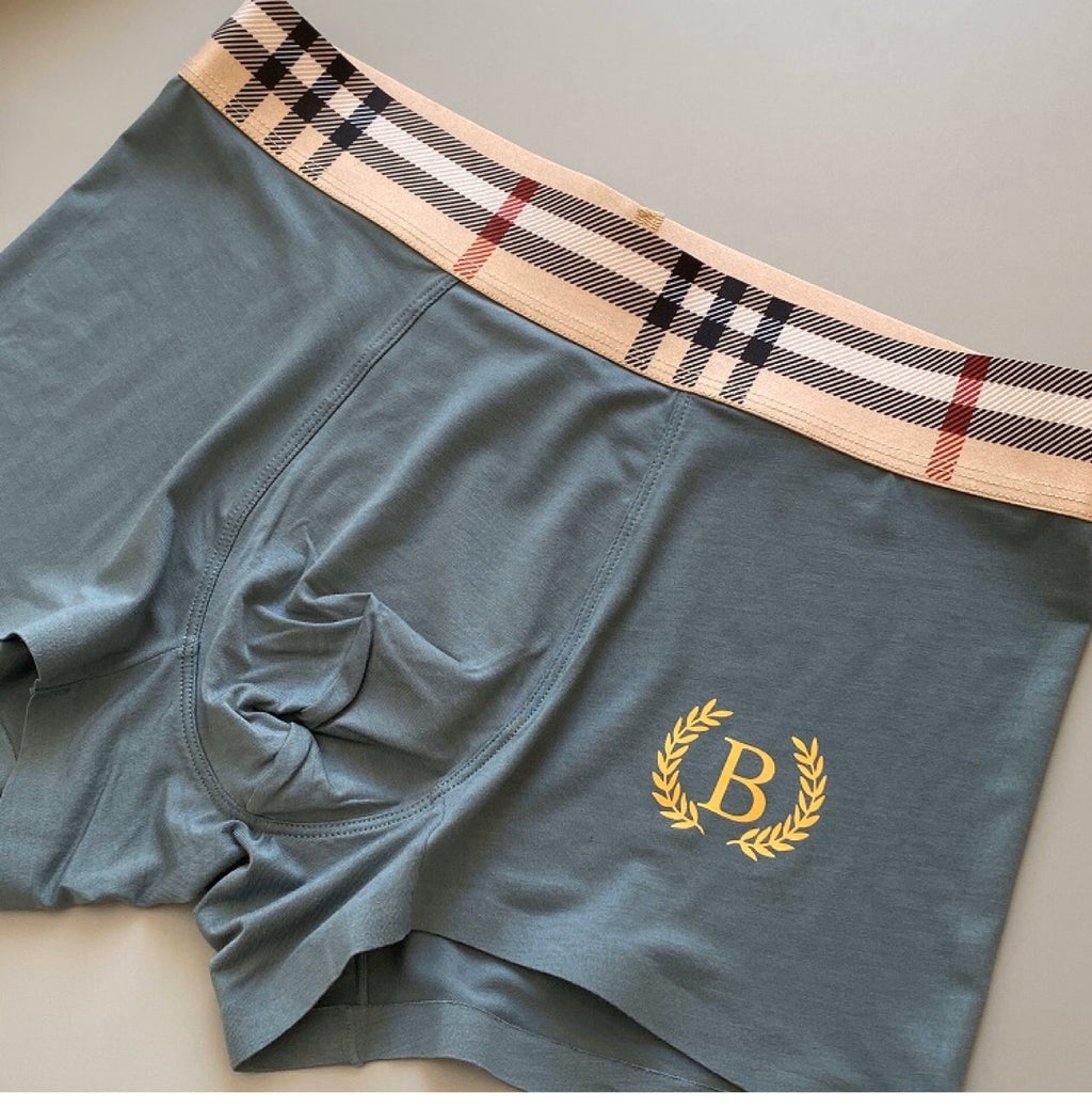 Burberry Check-Inspired Waistbands And Gold-Tone Crest Details Men's Boxer Briefs - 3-Piece Box