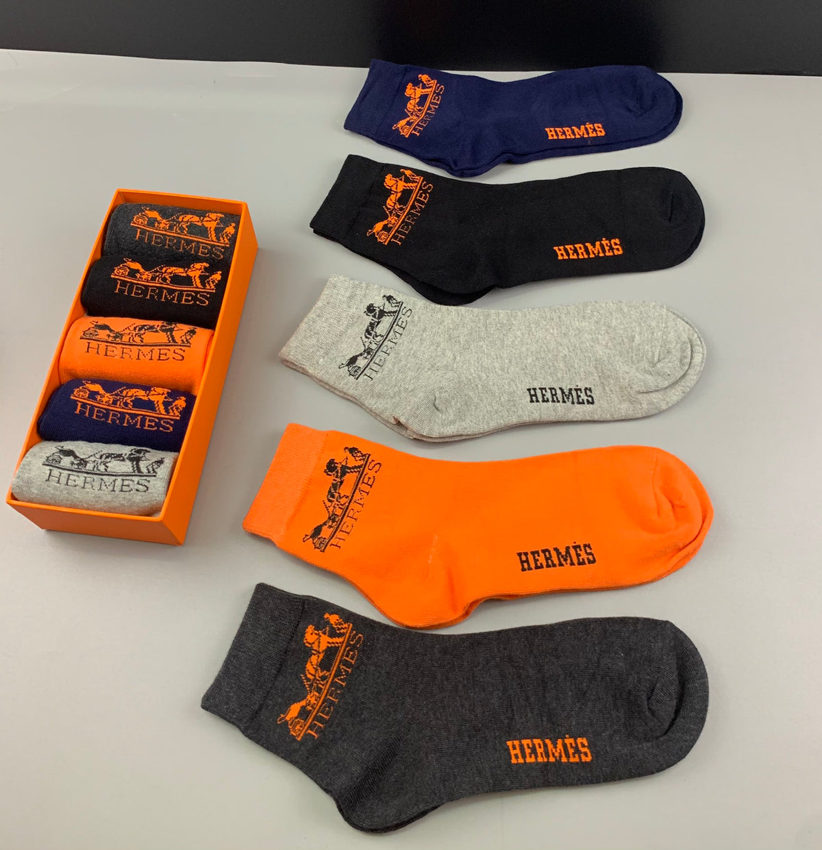 Hermes Cotton Crew Socks - 5-Pair Pack