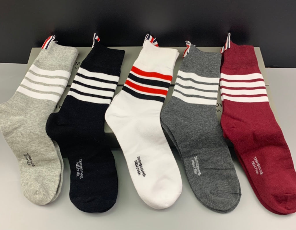 Thom Browne Striped Cuffs Crew Socks - 5-Pair Set