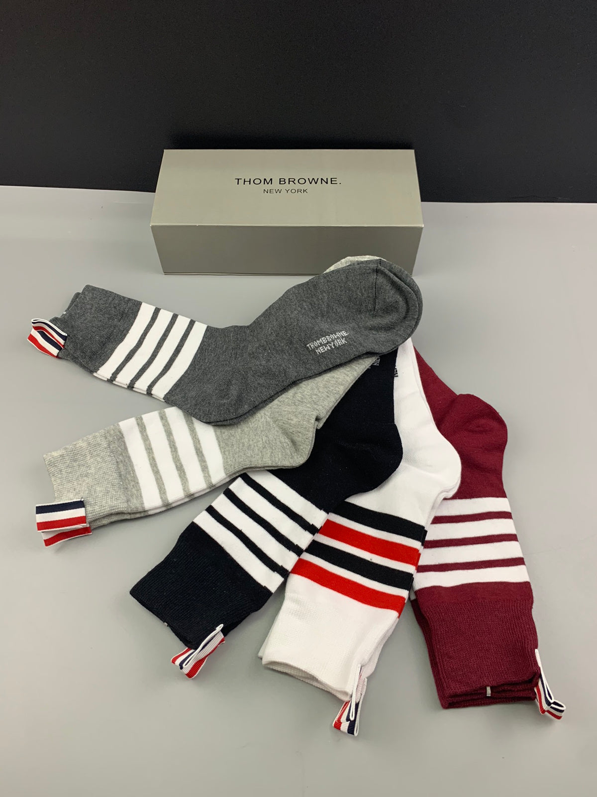 Thom Browne Striped Cuffs Crew Socks - 5-Pair Set