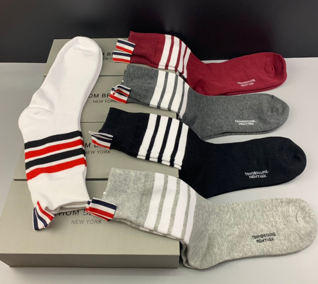 Thom Browne Striped Cuffs Crew Socks - 5-Pair Set