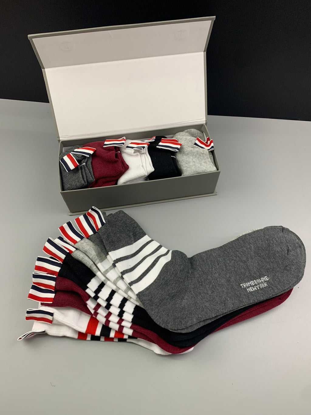 Thom Browne Striped Cuffs Crew Socks - 5-Pair Set