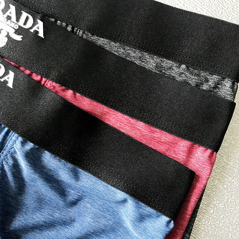 Prada Visible Colour, Waistband And Emblem Details Men's Boxer Briefs - 3-Piece Box