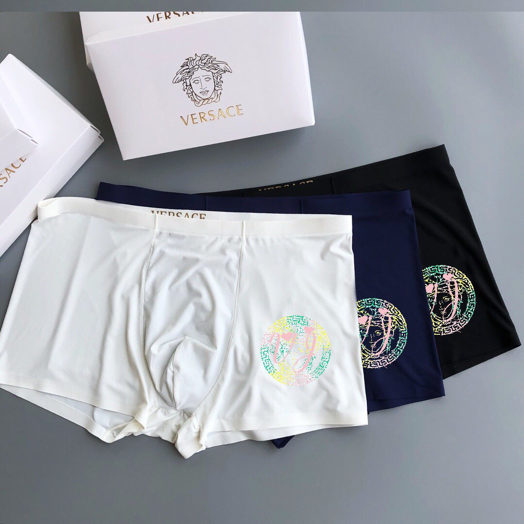 Versace Clean Logo Waistbands Men's Boxer Briefs - 3-Piece Box
