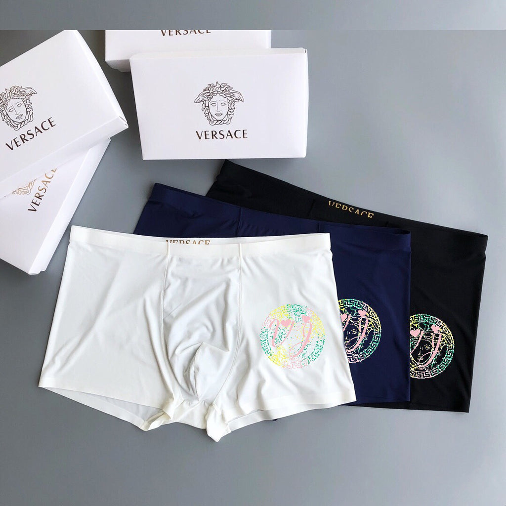 Versace Clean Logo Waistbands Men's Boxer Briefs - 3-Piece Box