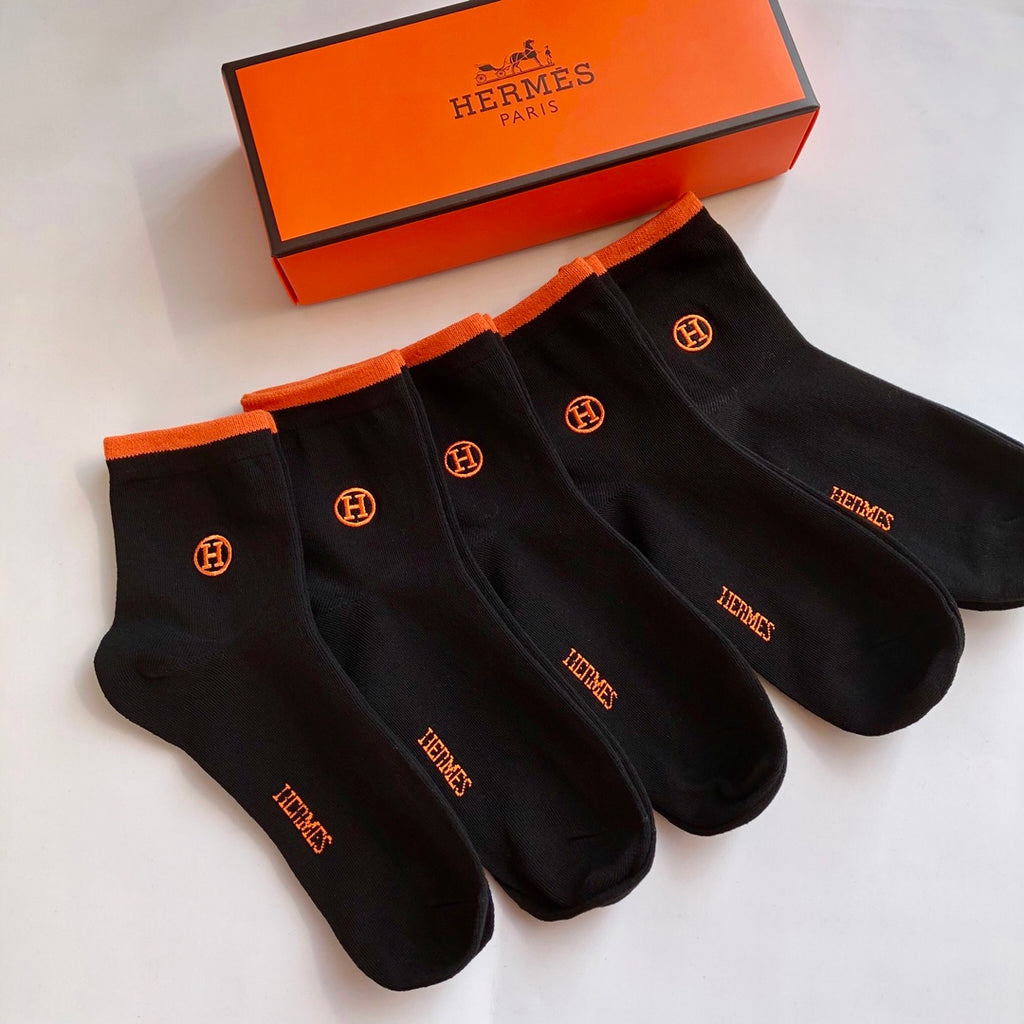 Hermes Cotton Short Socks - 5-Pair Pack