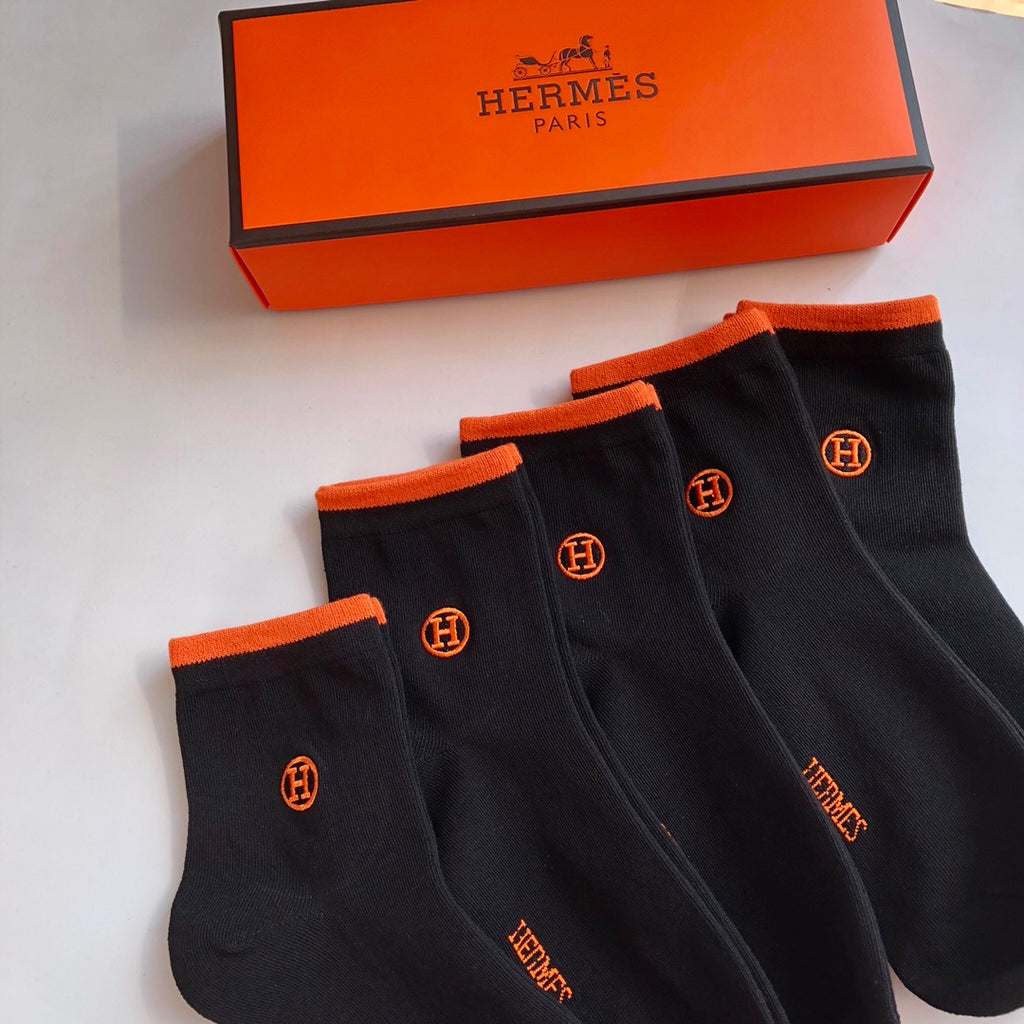 Hermes Cotton No-Show Socks - 5-Pair Set