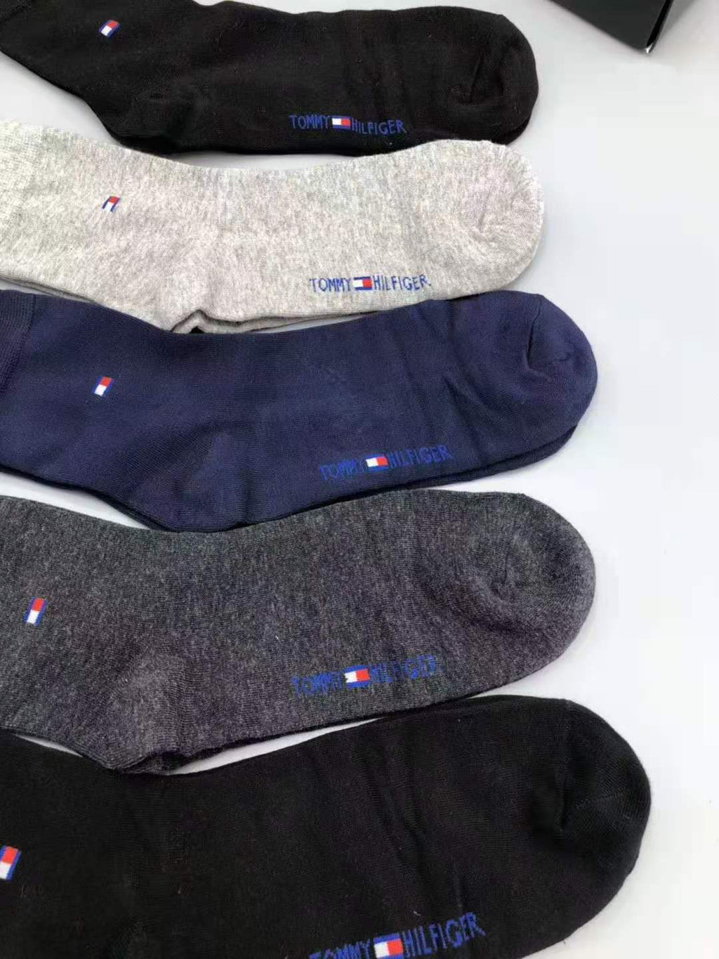 Tommy Hilfiger Cotton Visible Colour, Cuff And Emblem Details Crew Socks - 5-Pair Set