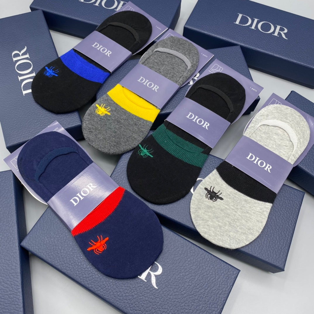Dior Colourful Heel Details No-Show Socks