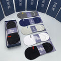 Dior Cotton Visible Colour, Cuff And Emblem Details No-Show Socks - 5-Pair Set